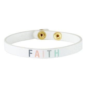 Leren armband met drukknoop Faith