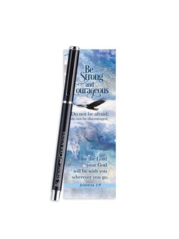 Gel pen with bookmark  Be strong &amp; Courageous