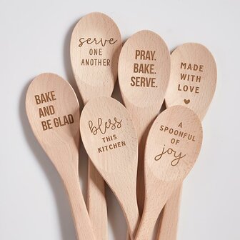 Wooden spoon with cotton bag  Pray Bake Serve