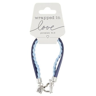 Armband kunstleer I have loved blauw