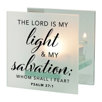 Teelichthalter the Lord is my light &amp; my salvation whom shall I fear