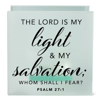 Teelichthalter the Lord is my light &amp; my salvation whom shall I fear