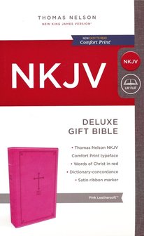 Pink, Imitation Leather NKJV - Deluxe Gift Bible