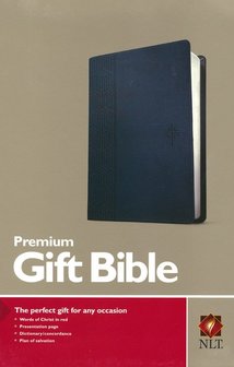 Blue, Leather Like NLT - Gift Bible
