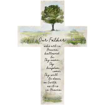 Wandkruis hout Lord&#039;s prayer