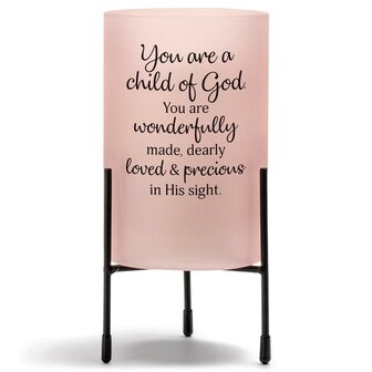 Hurricane style glass candle stand You are a child of God