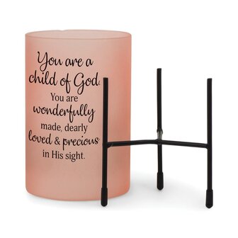 Hurricane style glass candle stand You are a child of God