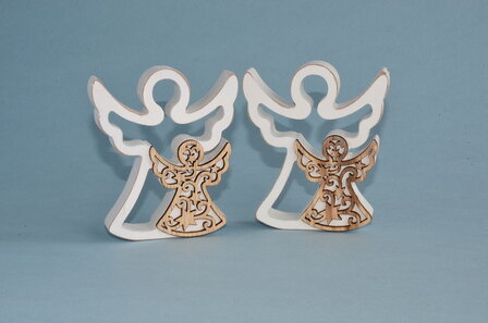 Open wood open angel with star (set of 2)