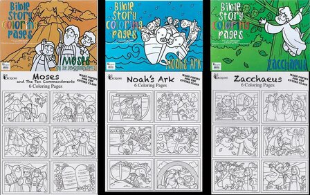Kleurplaten voor kinderen 3 sets - Mozes, Noach &amp; Zacheus