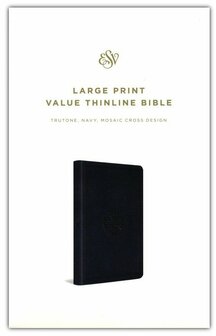 Navy, Mosaic Cross Design, Trutone  ESV - Large Print Value Thinline Bible