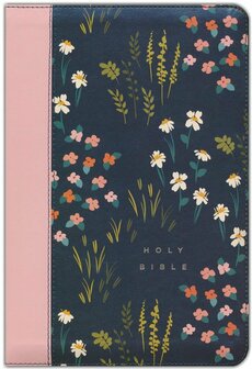 Meadow Navy &amp; Pink, Leatherlike   NLT - LP Thinline Reference Zipper Bible 