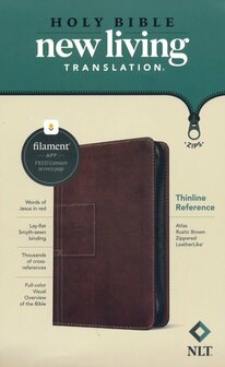 Brown, Leatherlike  NLT - Thinline Reference Zipper Bible