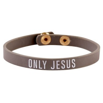 Leren armband met drukknoop Only Jesus