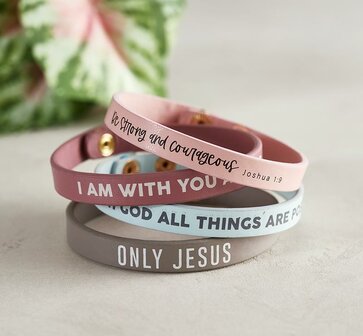 Leren armband met drukknoop I am with you always