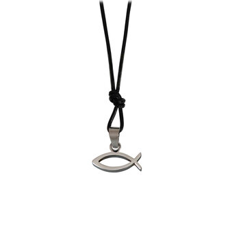 Necklace leather with fish