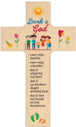 Wooden cross Dank U God