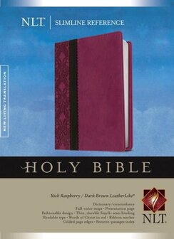 Rasperry/Dark Brown, Leatherlike   NLT - Slimline Reference Bible