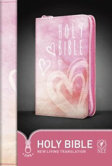 Pink/Hearts, Canvas   NLT - Zips Bible