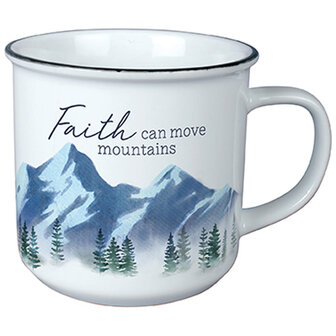 Mug campfire white/blue faith can move mountains