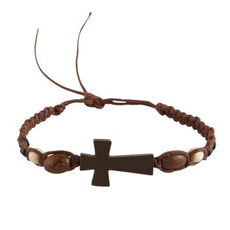 Armband kruis hout (set4) 