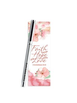 Gel pen with bookmark Faith, Hope, Love