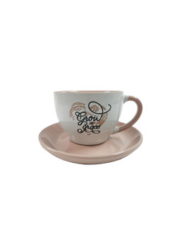 Cup &amp; Saucer set -  Grow in grace pink