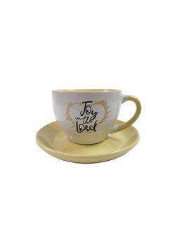 Cup &amp; Saucer set -Joy in the Lord -yellow