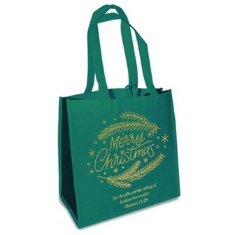 Eco-Christmas tote bag green/gold foil- Merry Christmas