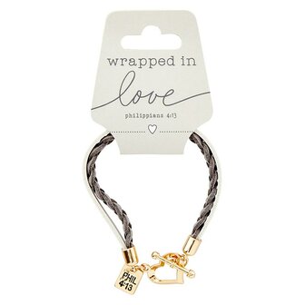 Armband wrapped in love grau/wei&szlig;