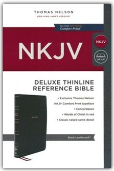 NKJV Thinline Deluxe Reference Bible, Comfort Print--soft leather-look, black