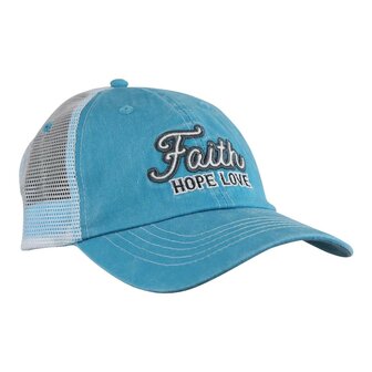 Baseball cap women Faith hope love blue