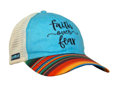 Baseball cap women Faith over fear stripes