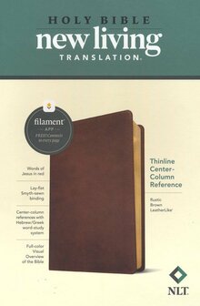 NLT Thinl. Ctr. Col. Ref. Bible - Rustic Brown, Leatherlook    