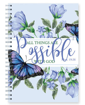 Schrijfdagboek spiraal All things possible Matth. 19:26