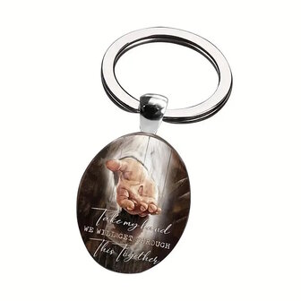  Sleutelhanger metaal/epoxy Take my Hand