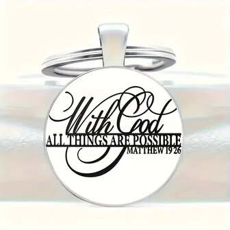Keyring metal/epoxy With God all things