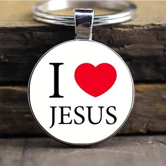  Sleutelhanger metaal/epoxy I Love Jesus