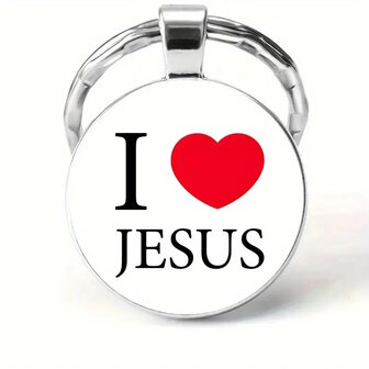  Sleutelhanger metaal/epoxy I Love Jesus