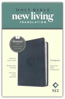 NLT Compact Bible, Filament-Enabled Edition (Leatherlike, Regal Lion Black, Red Letter)