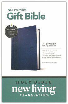 NLT Premium Gift Bible, Filament Enabled--soft leather-look, blue cross