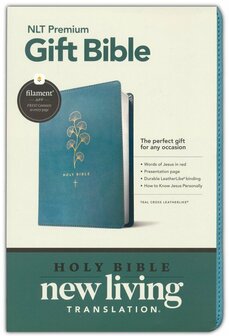 NLT Premium Gift Bible, Filament Enabled--soft leather-look, teal with cross