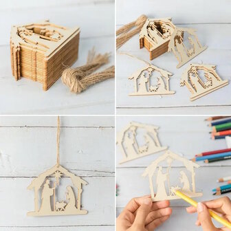 DIY Houten ornament Kerststal 