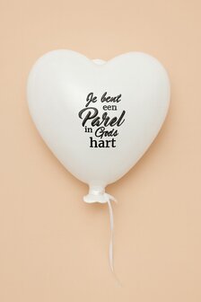Glazen ballon hart Je bent een Parel