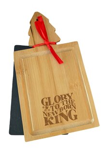 Houten en leistenen bord Glory to the new born King