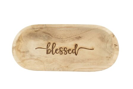 Ovale houten schaal Blessed