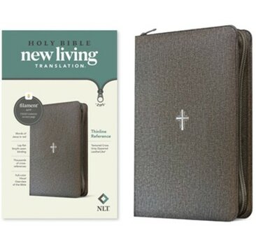 NLT Thinline Reference Bible with zip - Filament - Gray - Leatherlook