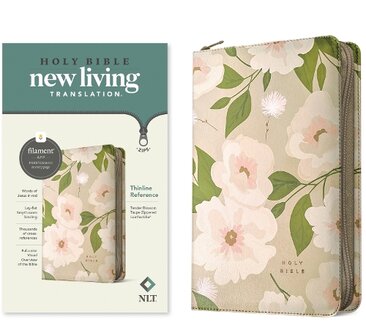 NLT Thinline Reference Bible with zip - Filament - Tender Blossom - Leatherlook