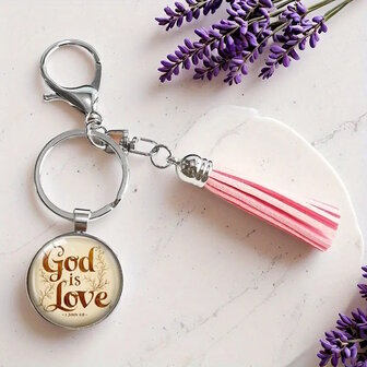  Sleutelhanger metaal/epoxy God is love 