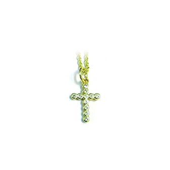Hanger kruis kristal klein met ketting goudkleur