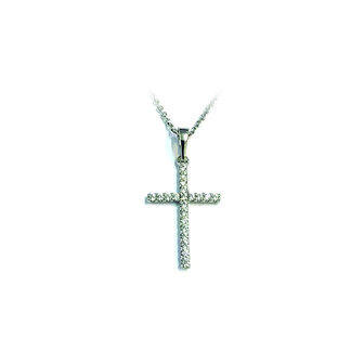 Hanger kruis kristal met ketting goudkleur